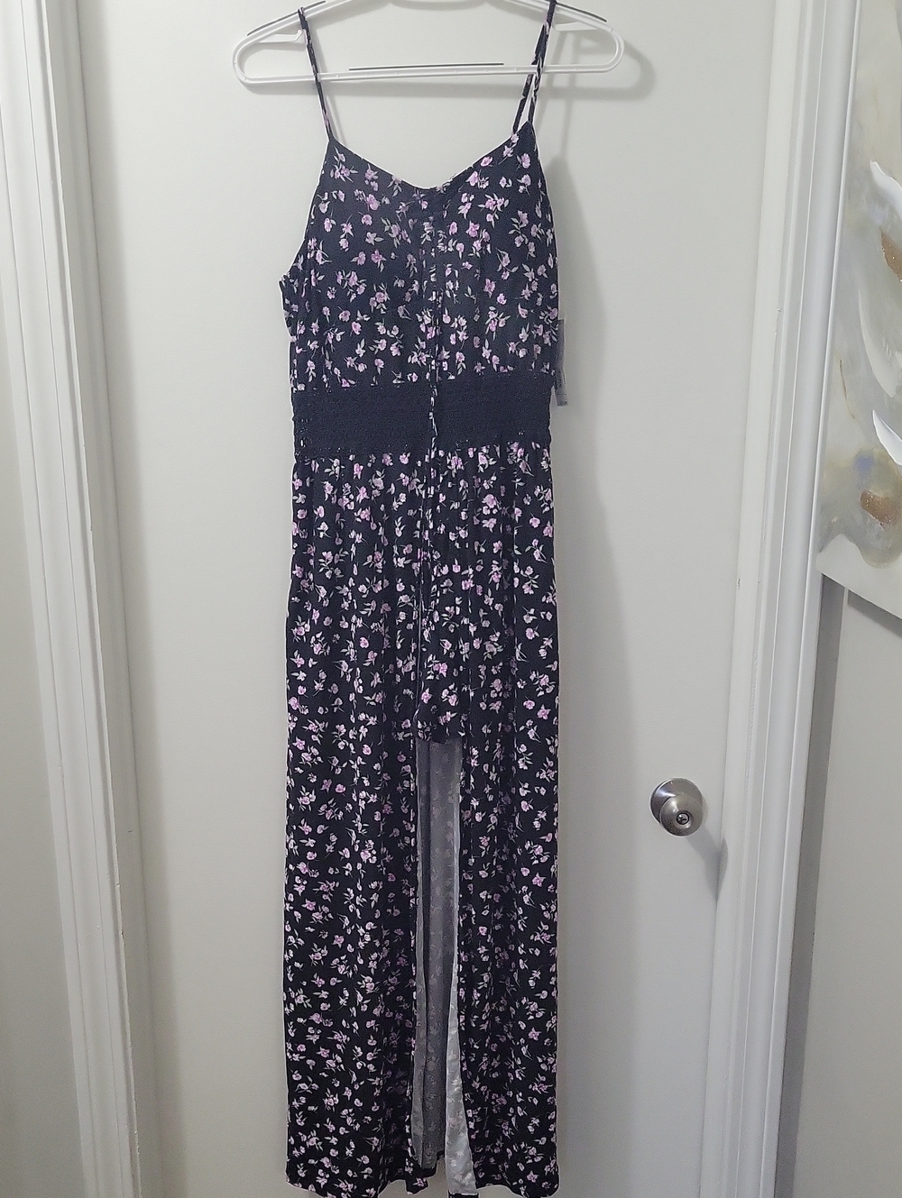 No Boundaries Black Maxi Dress with Pink Floral Print